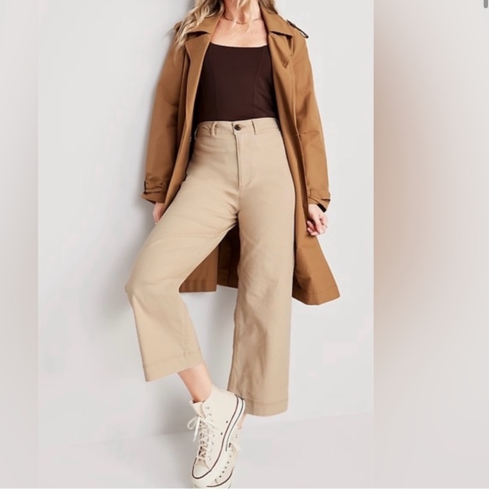 NWT Old Navy High-Waisted Wide-Leg Cropped Chino Pants for Women